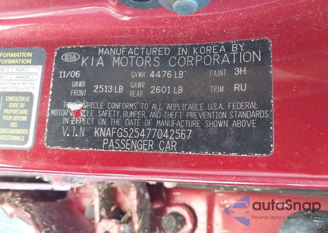 2007 Kia Rondo Ex z USA, uszkodzony, nr VIN KNAFG525477042567